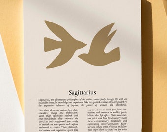 Sagittarius Print: Star Sign Astrology Wall Art, A4 Linen Paper
