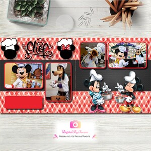 Disneyworld Chef Mickey and Minnie Scrapbook Template Digital Scrapbook Template Digital Scrapbook Page 12x12 Scrapbook Page Layout DOWNLOAD