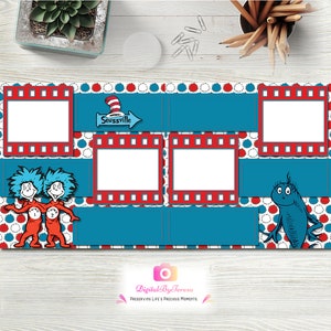 Dr Seuss  2-page, 4-photo layout Cat in the Hat 12X12 Template High Quality Digital Scrapbooking Templates ** INSTANT DOWNLOAD