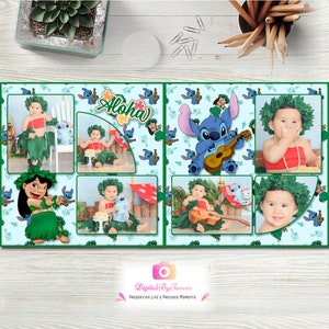 Lilo and Stitch Scrapbook Template, Digital Scrapbook Template, Digital Scrapbook Page, 12x12 Scrapbook Layout, Disneyworld