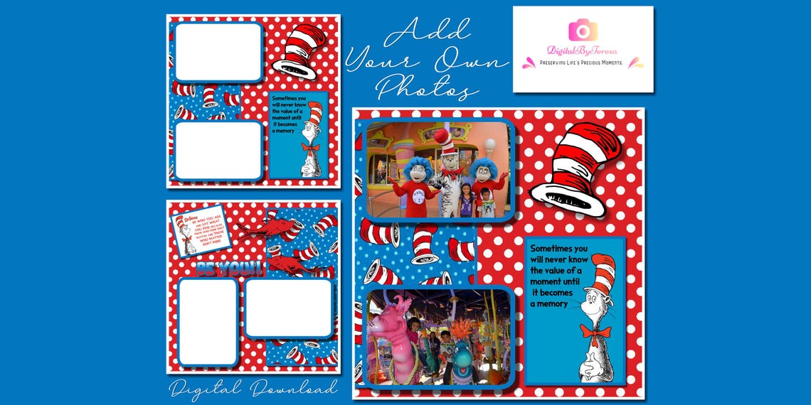 Dr Seuss Scrapbook Template, Digital Scrapbook Template, Digital ...