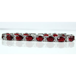 WHITE GOLD FINISH Created Diamond Oval Cut Red Ruby Bracelet Including Gift Box Perfect Gift For Women, Weddings, Birthdays, Parties image 2