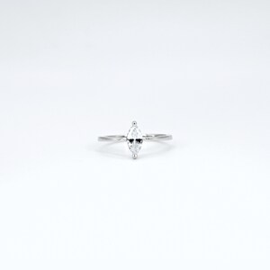 SILVER Created Diamond Marquise Cut Ring