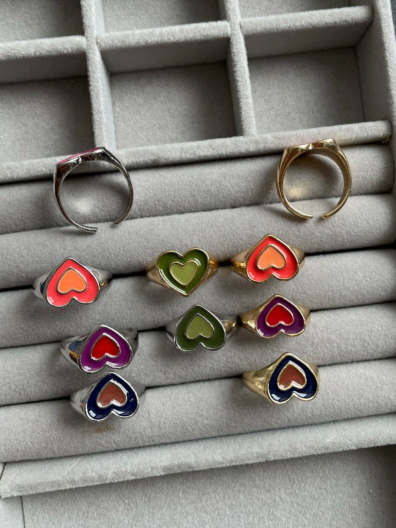 Adjustable Rings Set Vintage Heart Aesthetic Rings Set for Etsy