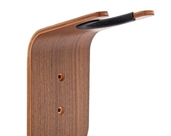 Wall Hanger for Guitar, Ukulele, and Banjo / Natural Mahogany Veneer and Soft Leather Padding