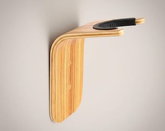 Zebra Wood Guitar Wall Hanger with Leather Cushion, Wooden Guitar Mount for Acoustic, Electric & String Instruments