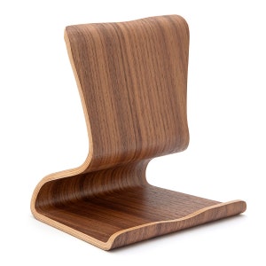 Sperrholz iPad Ständer, Handgefertigter Holztablett Halter, Telefonhalter, Bücherständer, Tablet Ständer, Handgefertigtes gebogenes Sperrholz, Walnuss, Ästhetischer Dekor