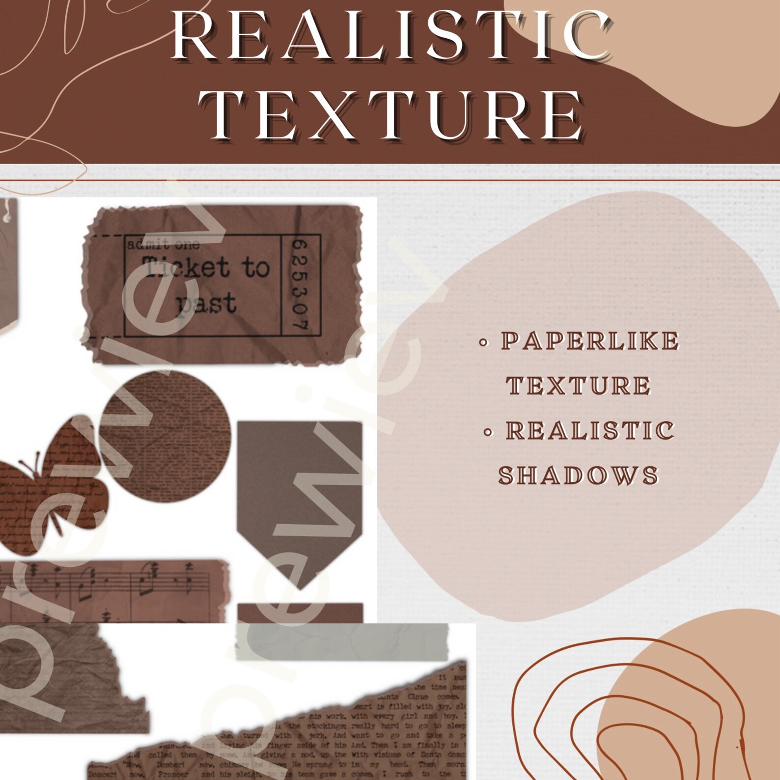 Digital Scrapbook Sticker Set of 50 Realistic Paperlike Etsy