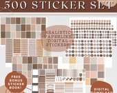 Digital sticker set of 500 realistic paperlike stickers | neutral color sticker set | free bonus sticker book | GoodNotes, Notability