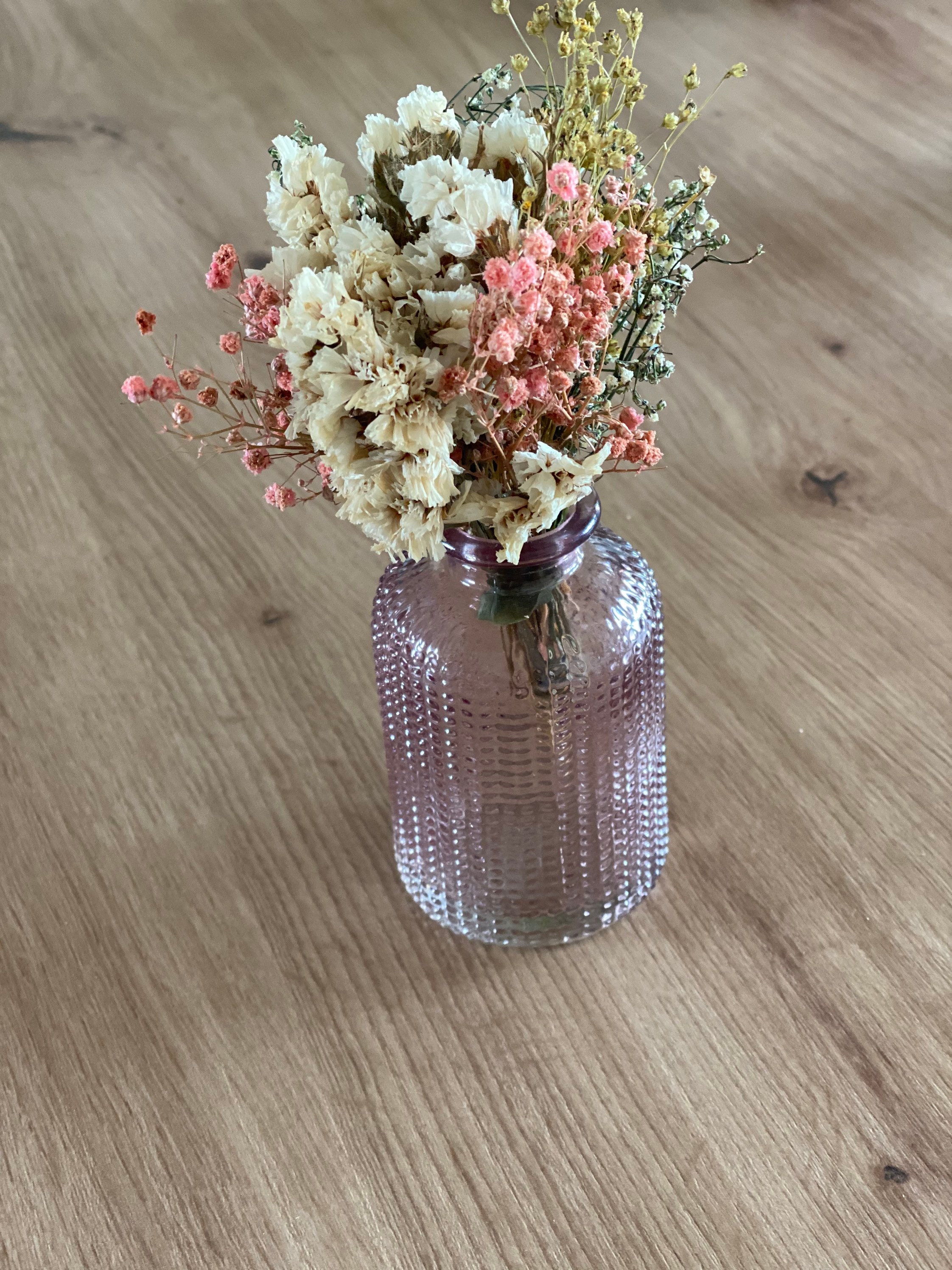 Fleurs Séchées et Soliflore Verre Rose