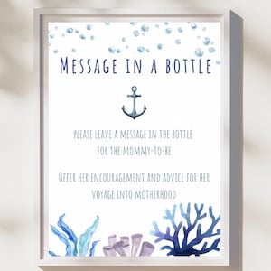 Baby Shower Game, Message in Bottle Activity, Nautical Baby Shower Theme, Ocean Theme Activity, Mom to Be Notes, Baby Shower, Gender Reveal