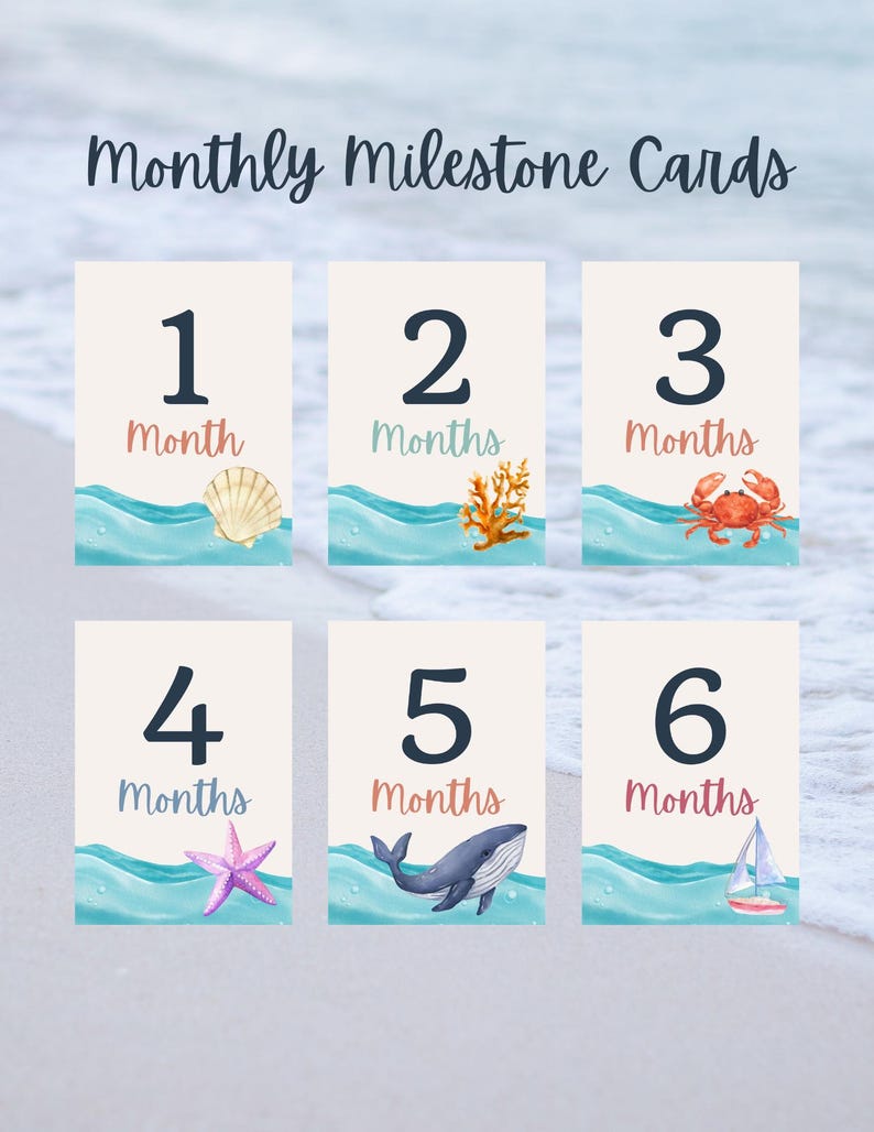 Under the Sea Baby Milestone Cards, Nautical Monthly Photo Props, Ocean ...