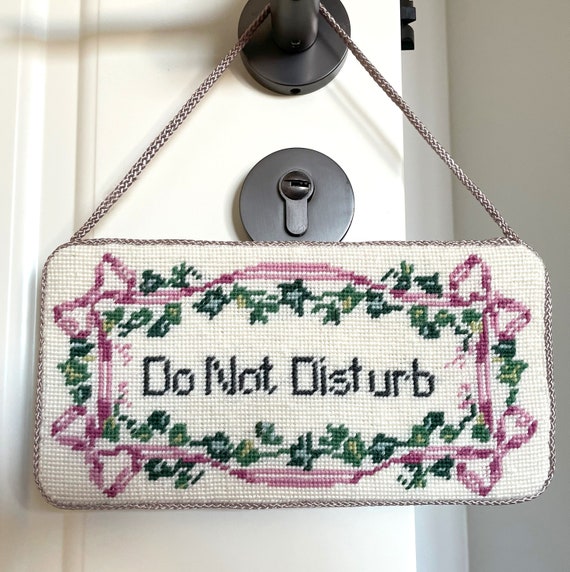 Handmade Embroidery Door Hanger, Needlepoint Do Not Disturb, No