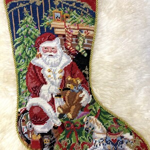 21x6.5 - YOU PICK - SFERRA Needlepoint Christmas Stockings BLUE