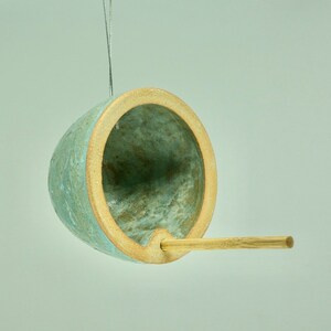 Handmade ceramic bird feeder for small garden birds, including food. image 7