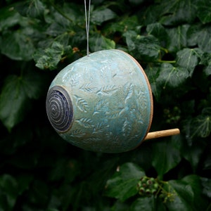 Handmade ceramic bird feeder for small garden birds, including food. image 1