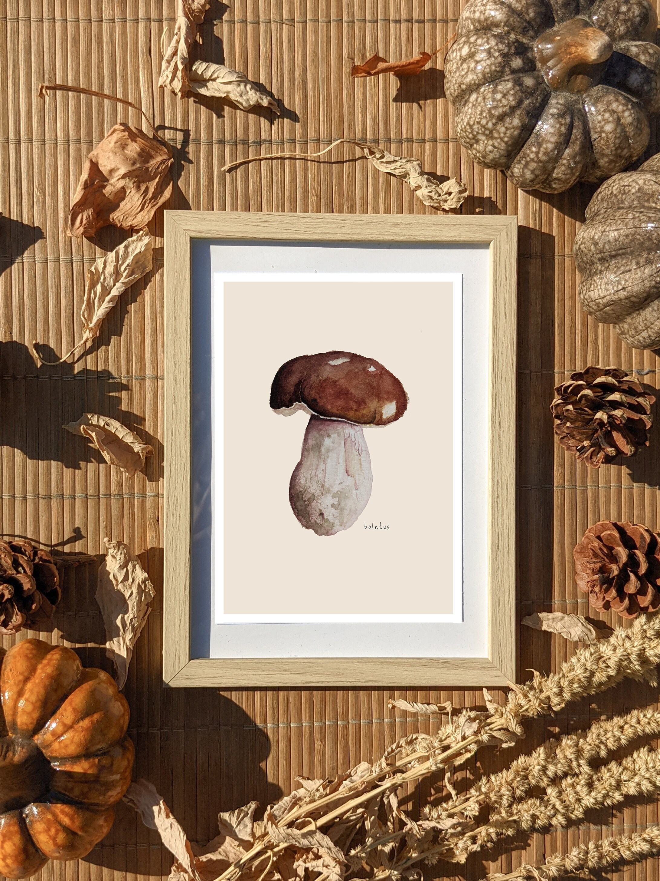 Carte Illustration Champignon Aquarelle A6 Modèle Cèpe