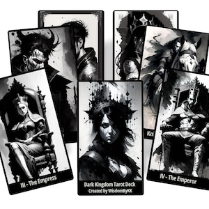 Dark Kingdom Tarot-deck. Zwart-witte tarotkaarten