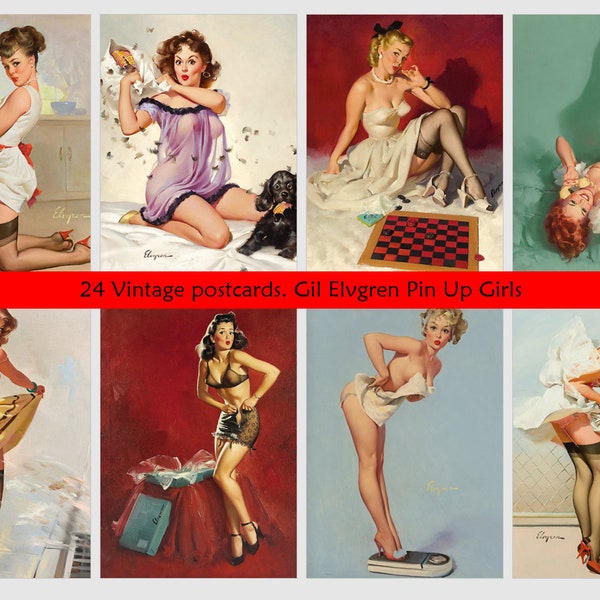 Lot de 24 cartes postales vintage Pin Up Girls