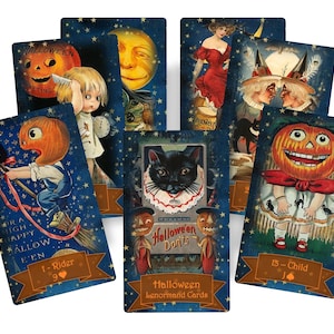 Halloween Lenormand Kartenspiel. Vintage Liebe Orakel Karten