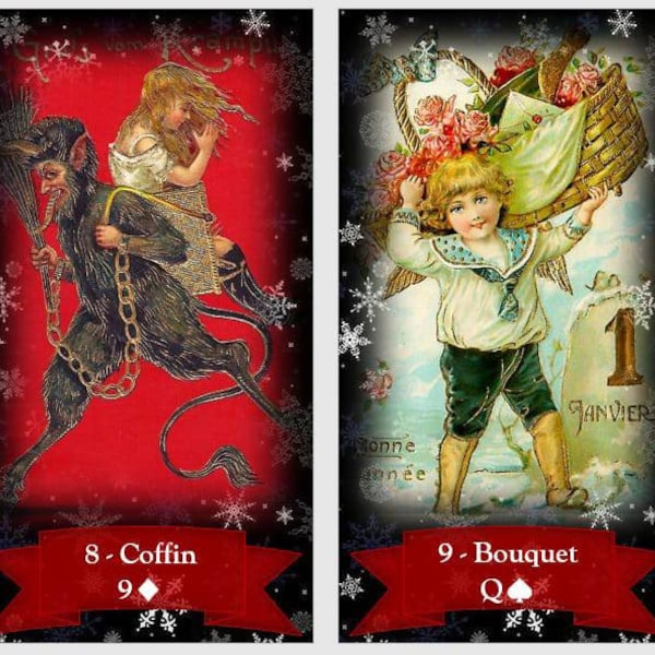 Christmas and New Year Lenormand deck. Vintage tarot