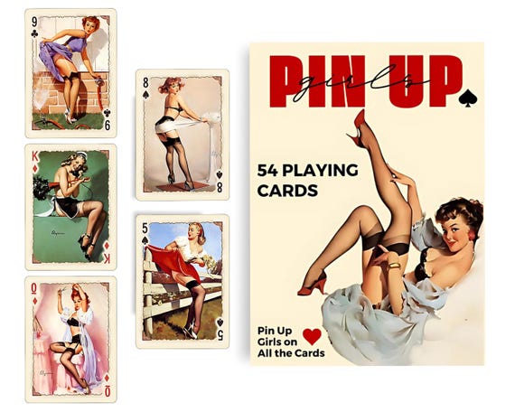 Vintage Pin Up Girls Poker and Bridge cards. 54 Playing cards deck