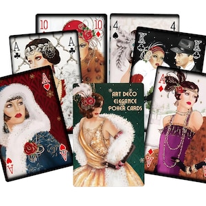 Cartas de pôquer e bridge Art Déco de Natal. Cartas de baralho