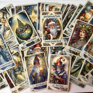 Baralho de cartas de tarô de conto de Natal. Baralho de tarô de inverno