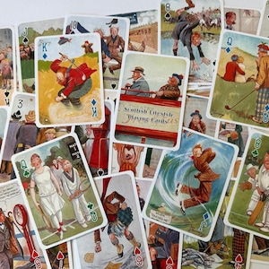Szkockie komiksy Karty do pokera i brydża. Karty do gry Vintage Art