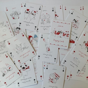 Liebe ist...Spielkarten. Valentinstag Poker und Bridge Karten.