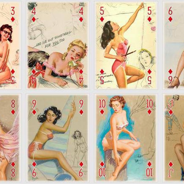 Cartes Pin Up Poker et Bridge. Cartes à jouer