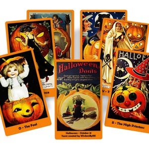 Jeu de tarot d'Halloween. tarot vintage