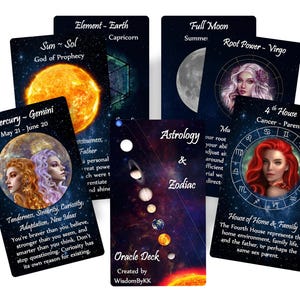 Astrologie und Sternzeichen Orakel Deck. Horoskop-Vorhersagen