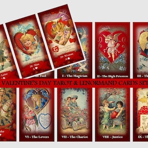 Juego de 2 cartas de Tarot y Lenormand para San Valentín