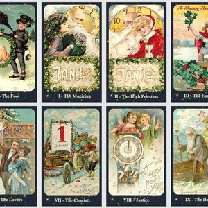 Frohes Neues Tarot Deck. Vintage Winter-Tarot