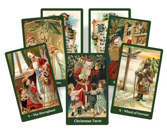 Christmas and New Year Tarot deck. Vintage tarot