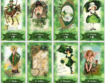 St. Patrick Day Lenormand deck. Vintage love oracle cards