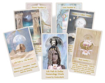 Baraja del Oráculo del Camino de Vida y del Zodiaco. Cartas de numerología.