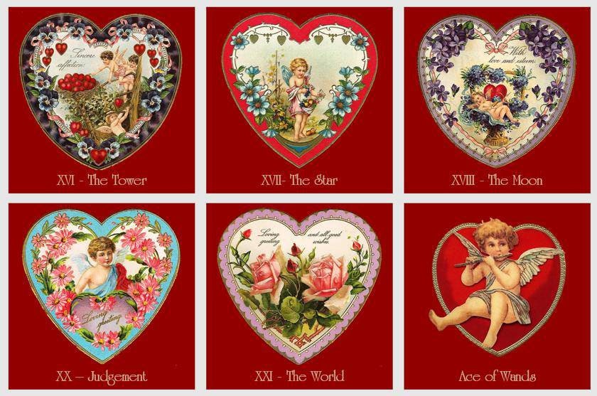 Valentine's Day Tarot Deck. Vintage Love Illustrations
