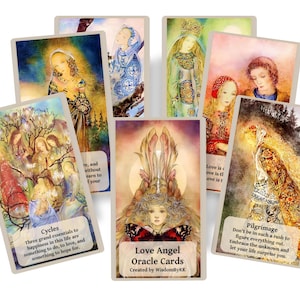 Mazzo di oracoli dell'Angelo dell'Amore. Carte angeliche acquerellate con previsioni di saggezza.