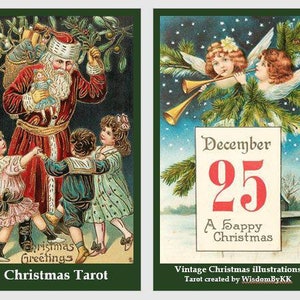 Christmas and New Year Tarot deck. Vintage tarot