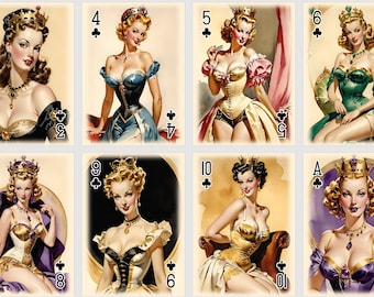 Cartas de póker y bridge Queen Pin Up. Naipes.