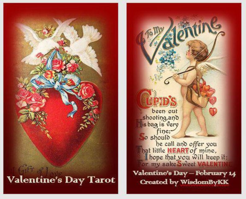 3 Valentines Day Tarot and Lenormand Cards Set Etsy
