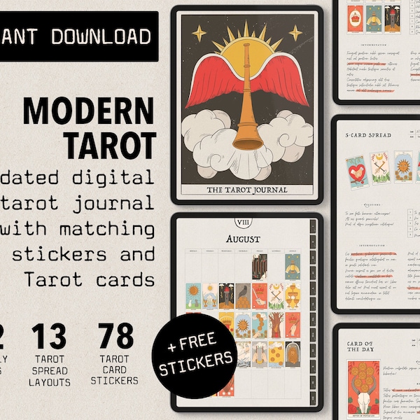 Undated Digital Tarot Reading Journal & Digital Tarot Deck