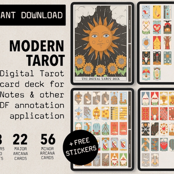 Digital Tarot card stickers for GoodNotes & other PDF annotation apps