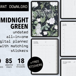 Agenda digitale floreale senza data - Edizione verde mezzanotte