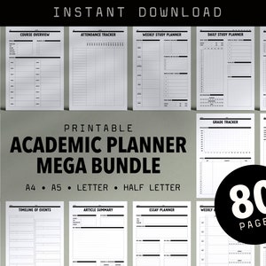 Mega paquete académico imprimible para estudiantes // A4 + A5 + carta + media letra