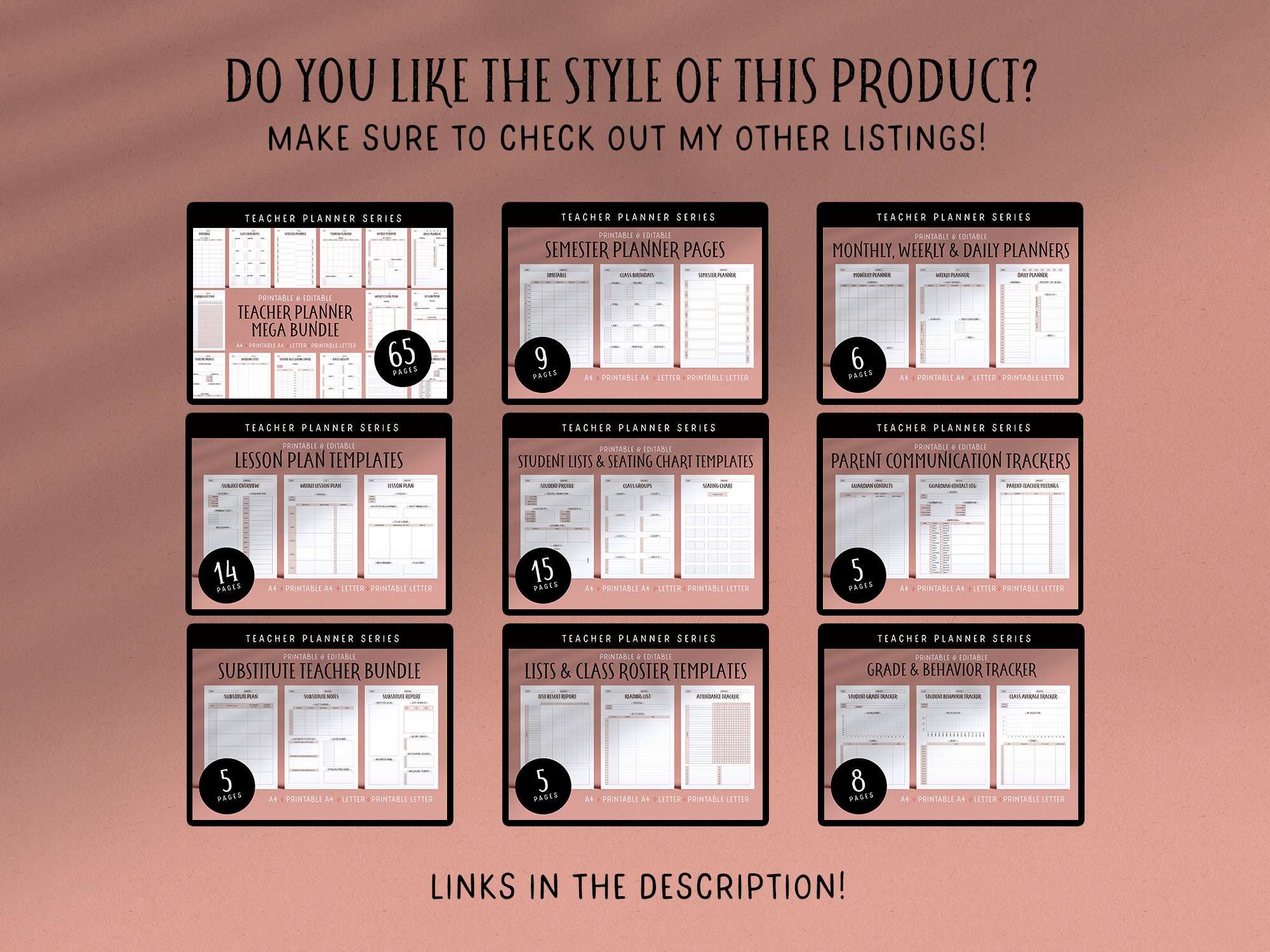 Fillable Printable Semester Planner Pages for Teachers // 9 - Etsy