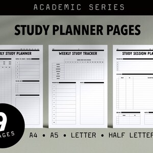 Akademischer Studienplaner und Tracker zum Ausdrucken für Studenten // A4 + A5 + Letter + half-letter