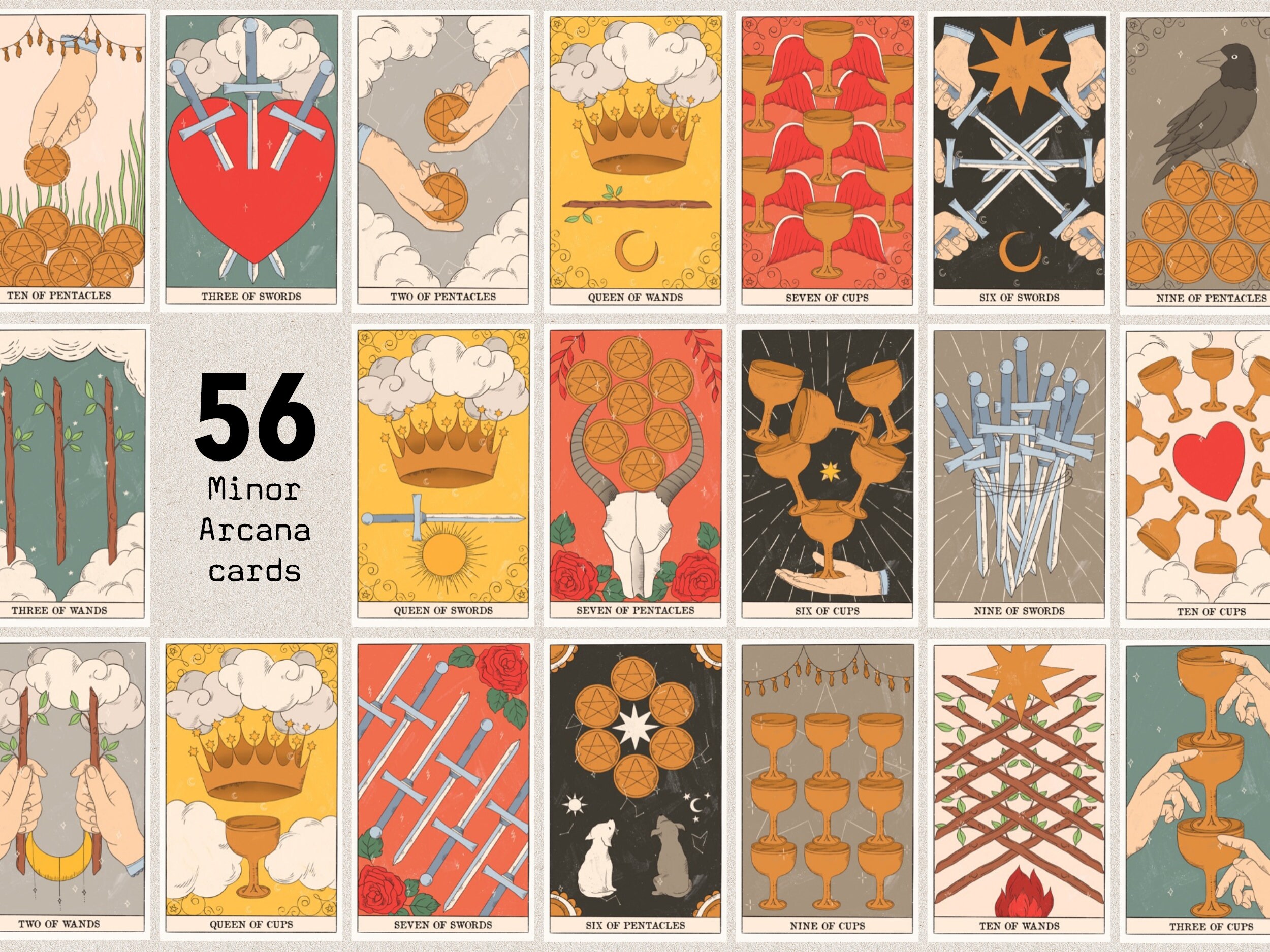 Digital Tarot Card Stickers for Goodnotes & Other PDF Etsy